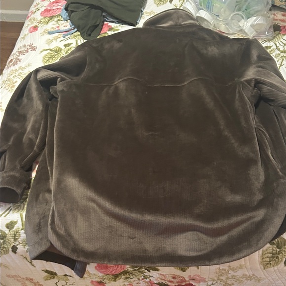 Women’s Dark Brown Velor Corduroy Shirt Jacket - Picture 8 of 10